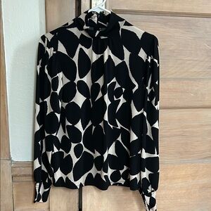Evereve Sanctuary Black and Cream Leaf Print Blouse